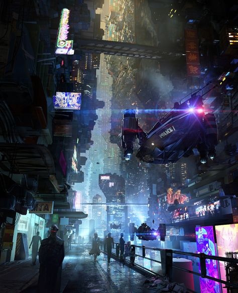 ArtStation - Cyberpunk - the underground, Eddie Del Rio Kota Masa Depan, City Street At Night, Concept Art Landscape, Ville Cyberpunk, Street At Night, Art Cyberpunk, Arte Ninja, Neon City, Sci Fi City