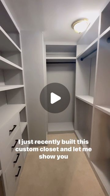 Remodel Handz on Instagram: "We love a custom closet! Creates an organized space and visually looks so much better.  #diy #closet #closetgoals #customcloset #home" L Shape Closet Design, Custom Walk In Closet Ideas, Walk In Closet Remodel, Remodel Closet Ideas, L Shape Walk In Closet, Closets Without Doors Ideas, Small Walk In Closet Design, Diy Closets, Walkin Closets Design