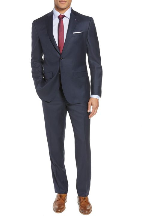 The Best Places to Shop for Groom Attire Online Suits No Tie, Navy Slim Fit Suit, Mens Suits Navy, Blue Slim Fit Suit, Interview Outfit Men, Navy Blue Suit, Lapel Jacket, Prom Suits, Trim Fit