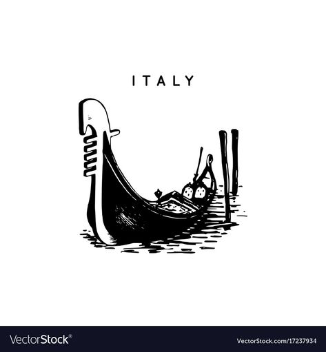 Venice Italy Tattoo, Gondola Tattoo, Gondola Drawing, Italy Tattoo, Old Tattoos, Small Drawings, Retro Tee, Hand Sketch, Vector Hand