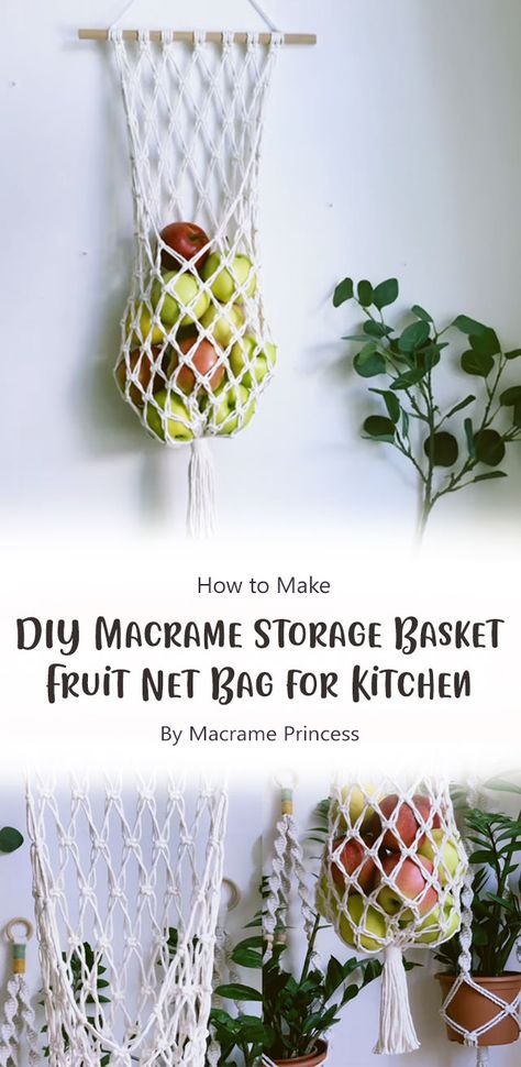 In this video tutorial, we’ll explore the step-by-step process of creating this functional and aesthetically pleasing net bag, making it an ideal project for those looking to add a touch of handmade charm to their living space. Diy Hanging Wall Baskets, Macrame Produce Hanger Pattern, Diy Macrame Produce Hanger, Macrame Fruit Basket Tutorial, Macrame Veggie Holder Diy, Macrame Net Diy, Macrame Onion Holder Diy, Macrame Fruit Hanger Diy, Macrame Fruit Hanger