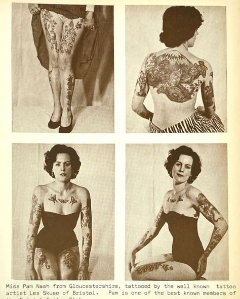 Tattoo History | Pam Nash featured in Cindy Ray’s 1966 book, “The Story Of… A Tattooed Girl”. Pam was tattooed by Les Skuse, founder of the Bristol Tattoo... | Instagram Persepolis Tattoo, Paradise Lost Tattoo, Bristol Tattoo, Lost Tattoo, Sick Tattoos, Tattooed Girl, Sick Tattoo, Tattoo Instagram, Paradise Lost