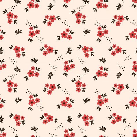 Tiny red flower seamless pattern Premium... | Premium Vector #Freepik #vector #pattern #flower #vintage #floral Fimo, Flower Seamless Pattern, Flower Print Pattern, Pattern Graphic Design, Pattern Design Inspiration, Abstract Pattern Design, Flower Pattern Design, Floral Pattern Design, Floral Prints Pattern