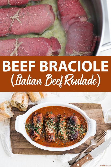 Stuffed Beef Rolls, Beef Roulades, Steak Roulade, Italian Beef Braciole, Braciole Recipe Italian, Beef Braciole Recipe, Chocolate Balloon, Steak Roll Ups, Beef Roulade