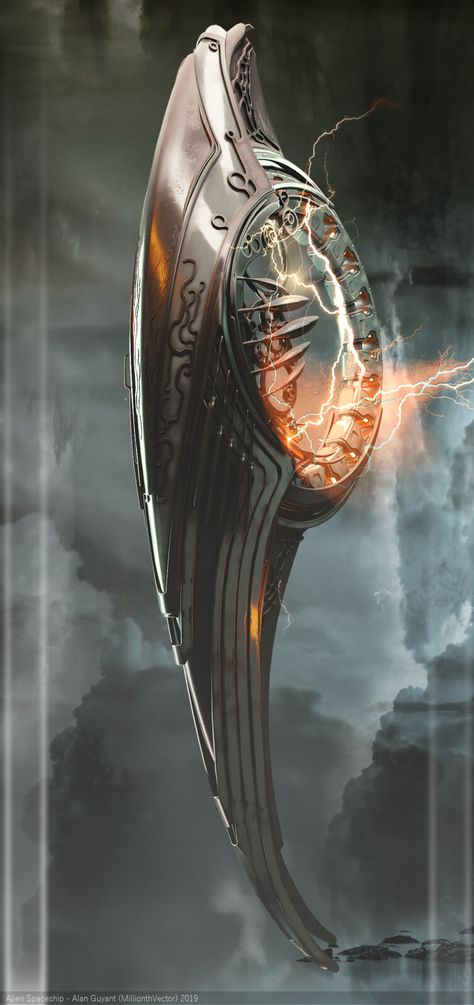 Alien Ship Design, Evil Spaceship, Alien Spaceship Art, Alien Spaceship Concept, Alien Structure, Steampunk Spaceship, Spaceship Concept Art, Alien Mothership, Scifi Spaceship