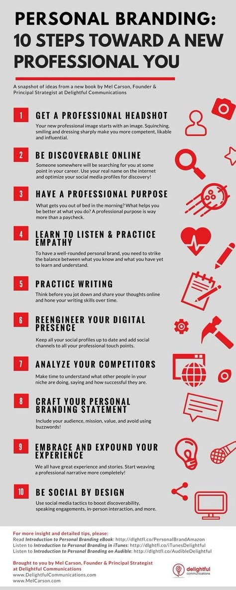 Personal Branding: 10 Steps Toward a New Professional You [Infographic] - @marketingprofs Professional Personal Branding, Build Personal Brand, Personal Branding Tips, Branding Steps, Personal Branding Ideas, What Is Personal Branding, Branding Infographic, Personal Branding Strategy, Personal Branding Design