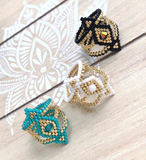 Wholesale New arrive miyuki ring for women From m.alibaba.com Miyuki Ring, Miyuki Beads Pattern, Diy Beaded Rings, Fabric Flower Brooch, Beaded Earrings Native, Beaded Jewlery, Beaded Jewels, Handmade Jewelry Tutorials, Bead Loom Bracelets