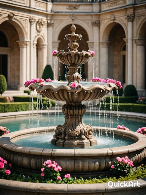 Water Fountains Aesthetic, Spanish Water Fountain, Calypso Island, Front Yard Fountain, Spanish Fountain, Garden Fountains Outdoor, Breathtaking Architecture, Yard Fountain, Water Fountain Design