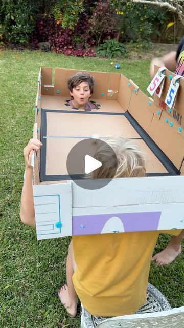 Diy Skee Ball Game, Diy Ski Ball Game, Dude Perfect Party Games, Home Made Carnival Games, Cardboard Box Games, Cardboard Arcade Games Diy, Carnival Diy Games, Whats In The Box Game, School Festival Ideas