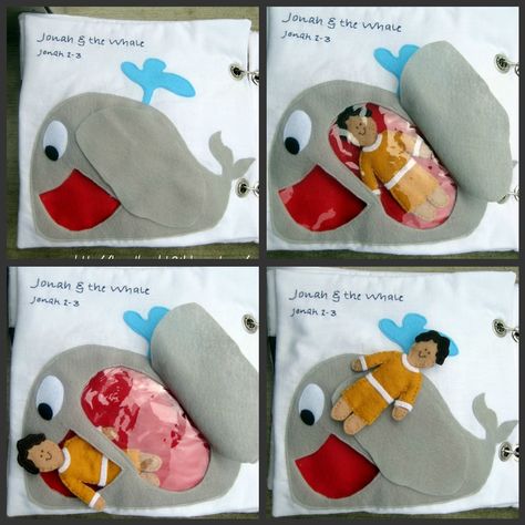 Lds Quiet Book, Bible Quiet Book, Quiet Book Templates, Jonah And The Whale, Quiet Book Patterns, Quiet Activities, Felt Books, Bible Characters, Felt Quiet Books