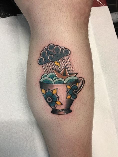 Nautical Sleeve, Filler Tattoos, Rain Tattoo, Tea Tattoo, Teacup Tattoo, 42 Tattoo, Cup Tattoo, Petit Tattoo, Kunst Tattoos