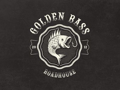 Golden Bass Roadhouse - Fantasy Vintage Logo Fantasy Vintage, Logos Vintage, Vintage Hotel, Hotel Logo, Pet Logo Design, Retro Logos, Vintage Logo Design, Branding Website Design, Logo Vintage