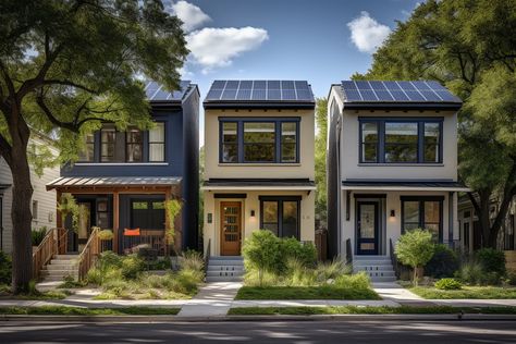 Small Row House Design, Small Apartment Complex, Contemporary Townhouse, Pocket Neighborhood, Row House Design, West Village Townhouse, Cluster House, Things Are Looking Up, Small Apartment Building