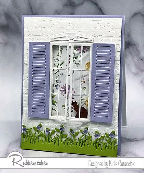 This realistic window card made with die cuts is positively loaded with dimension and details and everything is easily made with dies from Brass & Bliss Craft Co.  Ive got all the details plus my PRO TIPS for making this super detailed card so come check them out and then be sure to come back to Pin this to your Dimensional Cards board.   Its so fun to send something that looks like a real life miniature and you can add any sentiment to make it the perfect card for any occasion. Unique Card Ideas, Dimensional Cards, Window Cards, Elegant Cards, Die Cut Cards, Decorative Trim, Card Making Techniques, Pretty Cards, Tiny Flowers