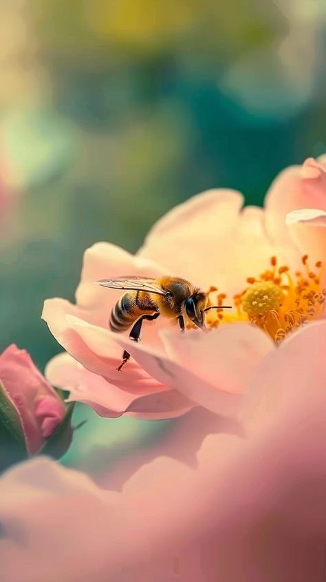 Bee Pollinating Flower: A honeybee skillfully navigates the tender petals of a blossoming flower in search of nectar. #bee #flower #pollination #nature #petals #blossom #nectar #fauna #aiart #aiphoto #stockcake https://ayr.app/l/px1y Pollinating Flowers, Blossoming Flower, Bee Flower, Flower Image, Blooming Flowers, Flower Images, Royalty Free Images, High Quality Images, Blossom