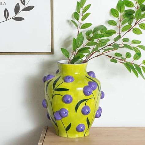 Thrown Ceramic Vase, Funky Vases Aesthetic, Eclectic Decor Pieces, Funky Ceramic Vases, Cool Vases Ceramic, Ceramics Vase Ideas, Tropical Pottery, Fun Vases, Trinket Decor