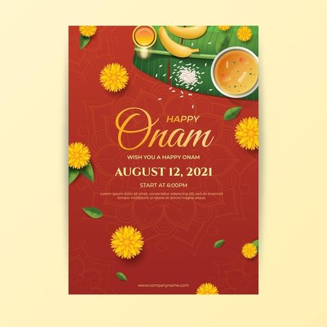 Gradient onam vertical poster template | Free Vector #Freepik #freevector #poster #celebration #india #holiday Onam Photos, Onam Poster, Onam Greetings, Handmade Invitation Cards, Onam Wishes, Onam Celebration, Web Design Ux Ui, Onam Festival, Poster Template Free