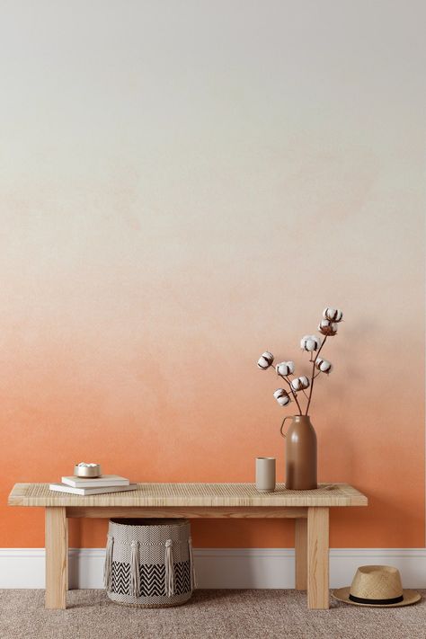 Orange Watercolor Ombre Wallpaper from HappyWall Ombre Interior, Ombre Painted Walls, Ombre Wallpaper, Ombre Paint, Modern Wallpaper Designs, Orange Rooms, Ombre Wall, Orange Watercolor, Ombre Wallpapers