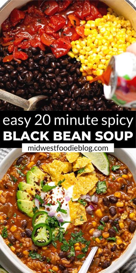 Blender Soups, Spicy Black Bean Soup, Simple Meal Prep, Veggies And Rice, Bean Soup Recipes, Black Bean Soup, Easy Weeknight Dinner, God Mat, Easy Soups