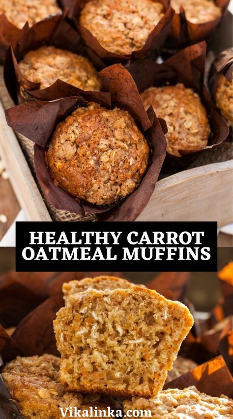 Carrot Oatmeal Muffins, Carrot Recipes Dessert, Carrot Oatmeal, Healthy Carrot Muffins, Carrot Muffin Recipe, Oatmeal Muffins Healthy, Carrot Muffins, Muffin Bread, Oatmeal Muffins