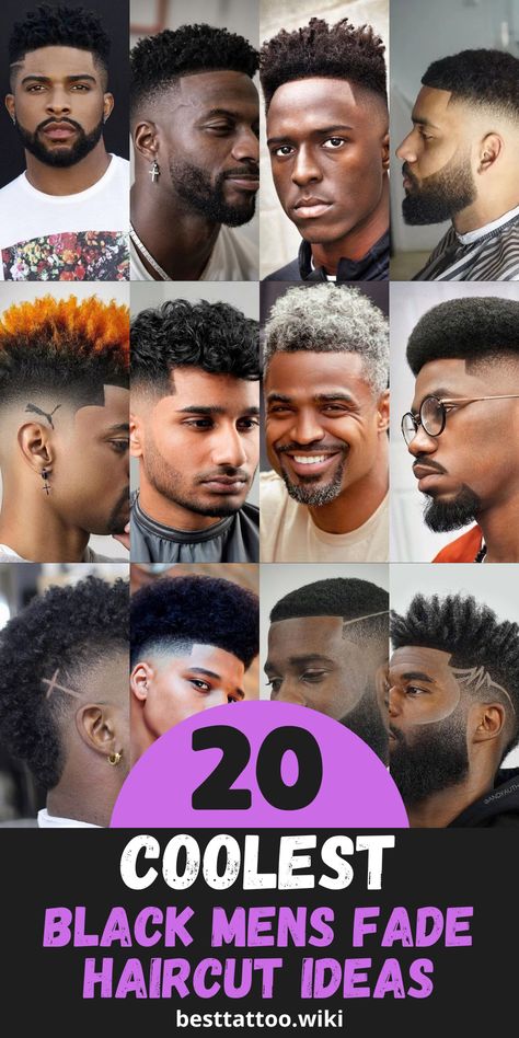 20 Black Men’s Fade Haircut Ideas for 2024 Men Hairstyles For Short Hair, Afro Fade Haircut Men's Hairstyles, Black Men’s Fade Haircut, Mid Fade Black Men, High Fade Haircut Mens Black, Black Haircuts For Men, Black Mens Haircuts, Drop Fade Haircut Black Men, Black Man Haircut