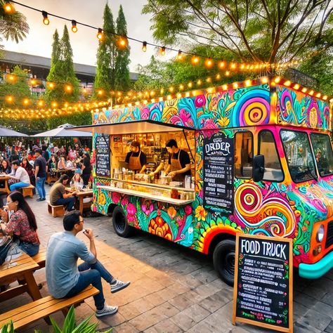 How to Have a Perfect Food Truck Date Night - A food truck date night offers a casual, fun, and flavorful way to enjoy a night out with your partner. - https://sexychallenges2.blogspot.com/2024/09/how-to-have-perfect-food-truck-date.html Food Truck Festival Aesthetic, Taco Food Truck Aesthetic, Cool Food Trucks, Tropical Food Truck, Mexican Food Truck Design, Food Truck Aesthetic, Truck Date, Tie Dye Food, Stalls Design