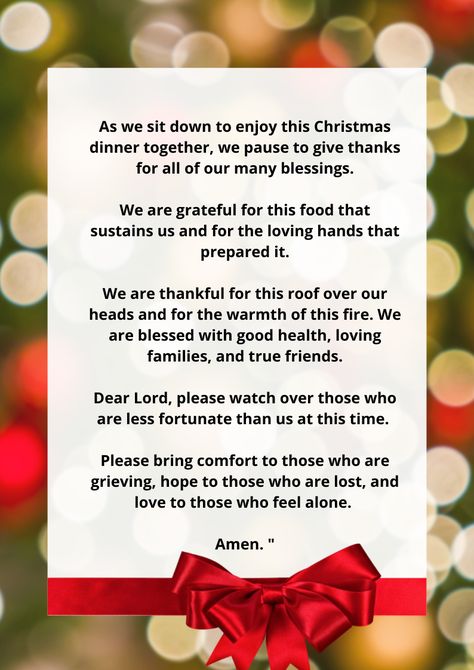 Christmas Dinner Prayer Families, Christmas Prayers For Dinner, Prayer For Christmas, Christmas Dinner Prayer, Food Prayer, Dinner Prayer, Family Christmas Dinner, Card Quotes, Prayer For Love