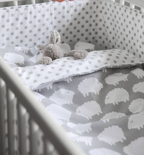 Spotty Bumper Cot Bedding Sets, Grey Crib, Baby Deco, Baby Sheep, Cute Bedding, Baby Bedding Sets, Baby Cot, Cot Bedding, Childrens Beds