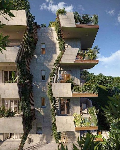 Apartment Architecture, Green Architecture, Cultural Architecture, Architecture Design Concept, Architecture Exterior, Facade Architecture, Sustainable Architecture, Futuristic Architecture, Facade Design