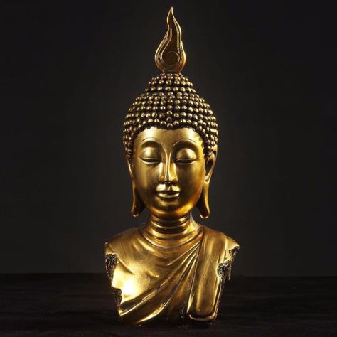 Buddha Head Statues symbolise disembodiment. A three dimensional oval crown or flame on the top of the head the Ushnisha represents the attainment of the Buddha's enlightenment and his spiritual guidance. Buddha Heads radiate feelings of peace and serenity. Find more at our website link in BIO. #buddha #buddhastatue #buddhahead #homedecor #spirithouse #spirithome #spiritual #spirit #spirituality #spiritualist Statue Base, Diy Crafts For Teen Girls, Buddha Decor, Golden Buddha, Crafts For Teens To Make, Head Statue, Painted Rocks Kids, Unique Centerpieces, Rock Painting Ideas Easy