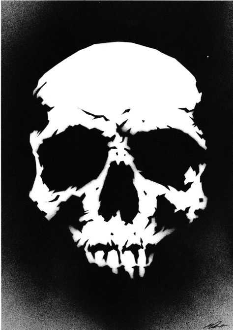 Skull ( stencil piece ) Comic Art Skull Painting Black And White, Skull Art Black And White, Skull Line Art Tattoo, Skull Sillouhette, Bleach Art Ideas, Skull Art Simple, Skull Stencil Templates, Skull Stencil Printable, Stencil Art Ideas