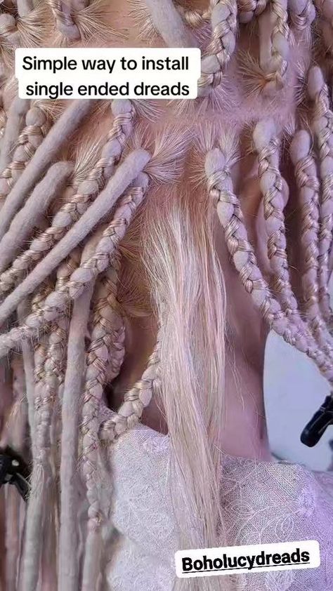 Synthetic Dreads On Short Hair, How To Install Single Ended Dreads, Blonde Dread Extensions, Partial Synthetic Dreads Hairstyles, Dreadlock Sectioning Chart, How To Install Synthetic Dreads, De Dreads Install, Single Ended Dreads Install, Partial Dreads Placement Short Hair