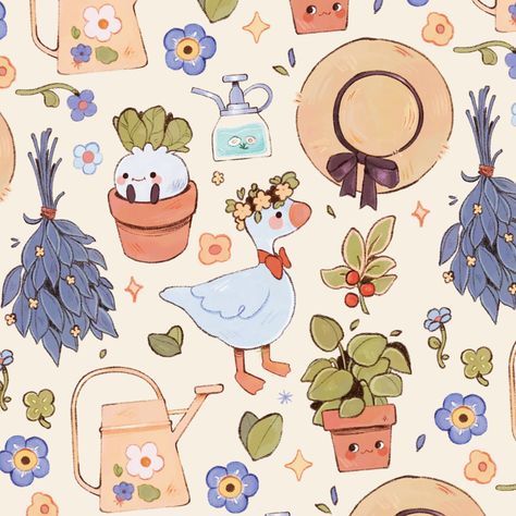 Earth Tone Illustration, Summer Animals Drawing, Spring Aesthetic Drawing, Spring Illustration Design, Seer Light, Spring Illustrations, Kawaii Spring, Spring Cartoon, Spring Core