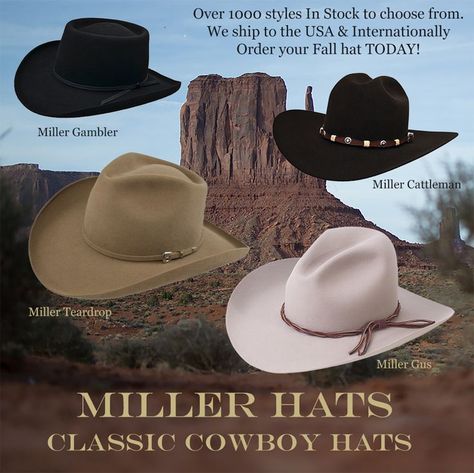 Classic Cowboy Hats Fashion Props, Custom Cowboy Hats, Cowboy Action Shooting, Mens Cowboy Hats, Classic Cowboy, Tall Ship, Fedora Hats, Fall Hats, Tall Ships