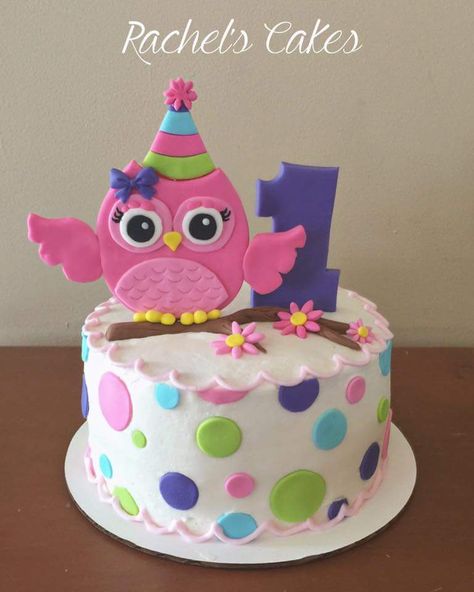 Birthday Cakes Girls Kids, Birthday Cake Pinterest, Owl Cake Birthday, Owl Cakes, Mini Torte, Pinterest Cake, Owl Cake, Owl Birthday, 1st Birthday Cakes