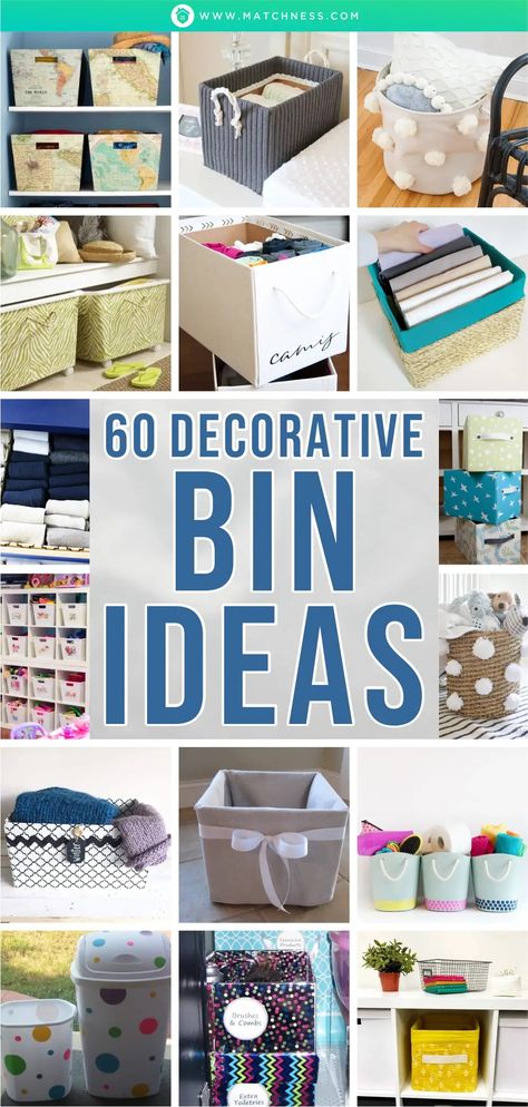 60 Decorative Bin Ideas - Matchness.com Space Saving Recycling Bins, Diy Plastic Storage Bin Makeover, Decorate Storage Bins, Covering Plastic Storage Bins, Plastic Bin Makeover, Plastic Storage Bin Makeover, Painting Plastic Bins, Storage Bin Ideas, Decorate Plastic Bins