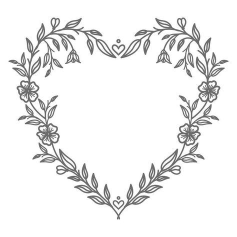 Valentine's day lovely floral heart illu... | Premium Vector #Freepik #vector #frame Love Heart Tattoo, Framed Tattoo, Illustration Wedding, Scrapbook Frames, Gold Photo Frames, Logo Design Collection, Frame Border Design, Flower Outline, Detailed Coloring Pages