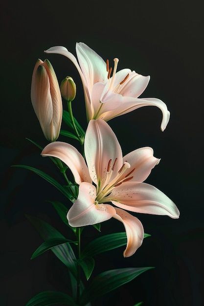 A painting of a lily with the word lily on it | Premium AI-generated image Lilly Flower Photography, Lily Reference Photo, Star Gazing Lily, Tiger Lily Photography, Lily Graphic Design, Lilly Stargazer, Lilys Aesthetic Flower, Reference Photos Nature, Flower Painting Reference