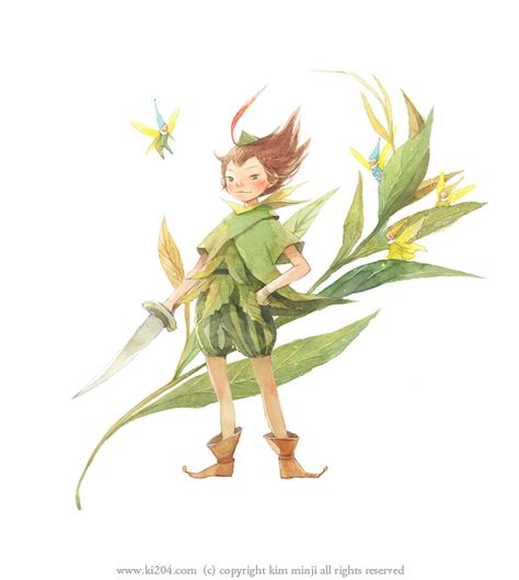 Peter Pan – Kim Minji Peter Pan Illustration, Pan Illustration, Peter Pan Art, Min Ji, Fairy Flowers, Nursery Illustration, Kim Minji, Love Illustration, Kim Min