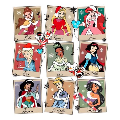 Christmas Disney Printables, Disney Christmas Images, Disney Christmas Drawing Ideas, Disney Christmas Characters, Christmas Disney Princess, Disney Princess Christmas, Disney Pop Art, Disney Png, Christmas Princess