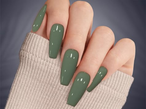 Elevate your nails with our sophisticated Hunter Sage Green Press on Nails! Crafted with meticulous attention to detail, these custom hand-painted nails feature a rich and elegant sage green hue, perfect for adding a touch of luxury to any look. 💅 See More Earth Tone Colors here: 💅 https://www.etsy.com/shop/DawnElleDesigns?ref=search_shop_redirect§ion_id=49919681  See All the Nail Designs  dawnelledesigns.etsy.comYou will receive a full set of 10 nails in your size along with a complimentary g Matte Olive Nails, Sage Green Stiletto Nails, Green Nails Coffin Shape, Lemon And Lime Nails, Muted Green Nails, Sage Color Nails, Green Coffin Acrylic Nails, Sage Green Acrylic Nails, Fall Green Nails