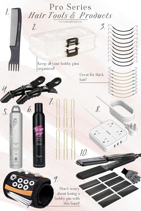 Hair Stylist Cart, Hairstyling Tools Organization, Hair Stylist Essentials, Hair Braider Supplies, Beginner Hair Stylist, Hair Equipment Tools, Cosmetology School Must Haves, Beginner Cosmetologist, Hair Stylist Must Haves Products