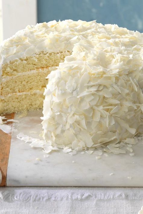 Coconut Cake IV | "I loved this cake! I was happy to find a coconut cake that didn't require a mix!" #cakerecipes #bakingrecipes #dessertrecipes #cakes #cakeideas #coconutcake #coconutcakerecipes White Christmas Cake, Impressive Dessert, Cake Coconut, Cauliflowers, Coconut Cake Recipe, Impressive Desserts, Coconut Frosting, White Frosting, Dessert Aux Fruits