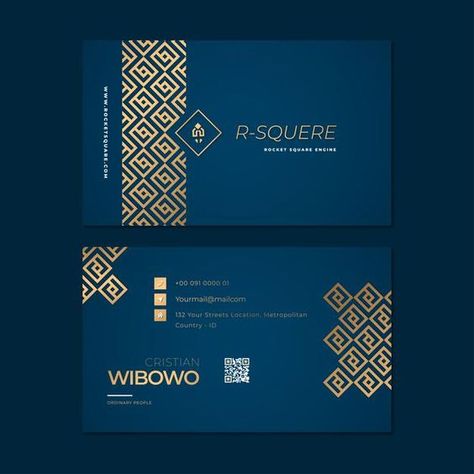 Premium Vector | Simple beautiful dark blue nad gold business cards #Logotype #LuxuryFashion #HighEndDesigns Blue And Gold Logo Design, Dark Blue Branding Design, Luxury Business Cards Gold, Gold Business Card Design, Blue And Gold Logo, Blue Branding, Business Cards Layout, Blue Business Card, Create Business Cards