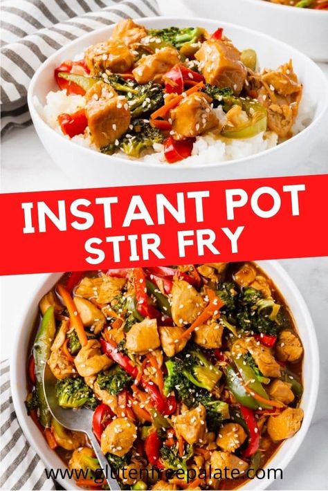 Make this simple and completely delicious Instant Pot Chicken Stir Fry with vegetables for dinner this week. This recipe is fast, easy, and filling. Instant Pot Chicken Stir Fry, Instant Pot Stir Fry, Chicken Stir Fry With Vegetables, Stir Fry With Vegetables, Vegetables For Dinner, Gluten Free Instant Pot Recipes, Teriyaki Chicken Stir Fry, Gluten Free Instant Pot, Completely Delicious