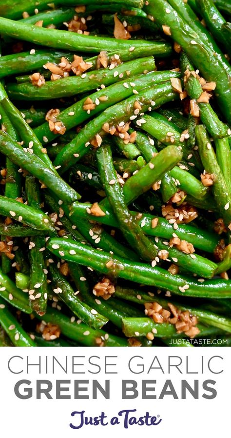 Chinese Green Bean Recipes, Chinese Style Green Beans, Chinese Garlic Green Beans, Chinese Green Beans, Asian Green Beans, Fresh Green Bean Recipes, Garlic Green Bean Recipes, Chinese Garlic, Green Beans Side Dish