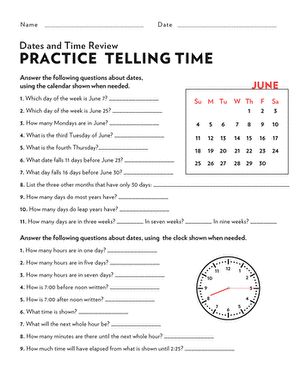 Time And Date Worksheet, Calendar Worksheets, Telling Time Practice, Life Skills Class, Special Education Math, Math Exercises, Telling Time Worksheets, 3rd Grade Math Worksheets, Earth Drawings