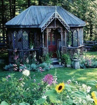 Gothic Garden Shed Best Greenhouse, Victorian Gardens, Greenhouse Shed, Gothic Garden, Victorian Garden, Potting Sheds, Garden Sheds, She Sheds, Greenhouse Gardening