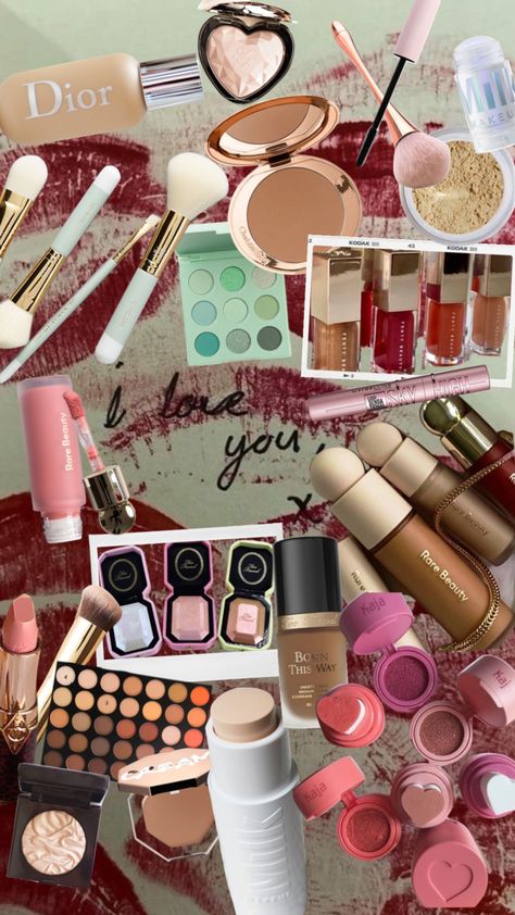 #makeup #collage #beautyproduct #beauty #makeupproducts Makeup Collage Aesthetic, Makeup Moodboard, Makeup Collage, Makeup Themes, Diy Makeup Remover, Diy Beauty Treatments, Makeup Bag Essentials, Makeup Wishlist, Swipe File