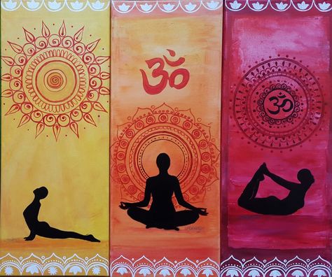 Yoga Related Paintings, Yoga Poster Making Competition, Yoga Canvas Painting, Yoga Pose Painting, Yoga Mandala Art, Yoga Day Painting, Yoga Poster Drawing, Yoga Painting Ideas, Yoga Drawing Art